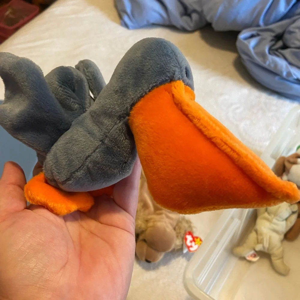 Ty Plush Bird Toy with Orange and Gray